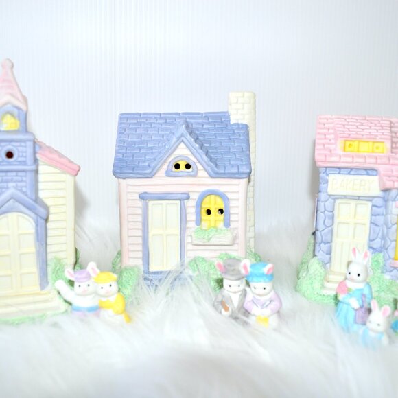 Lighted Easter Village Set with Bunny Villagers - Picture 6 of 8